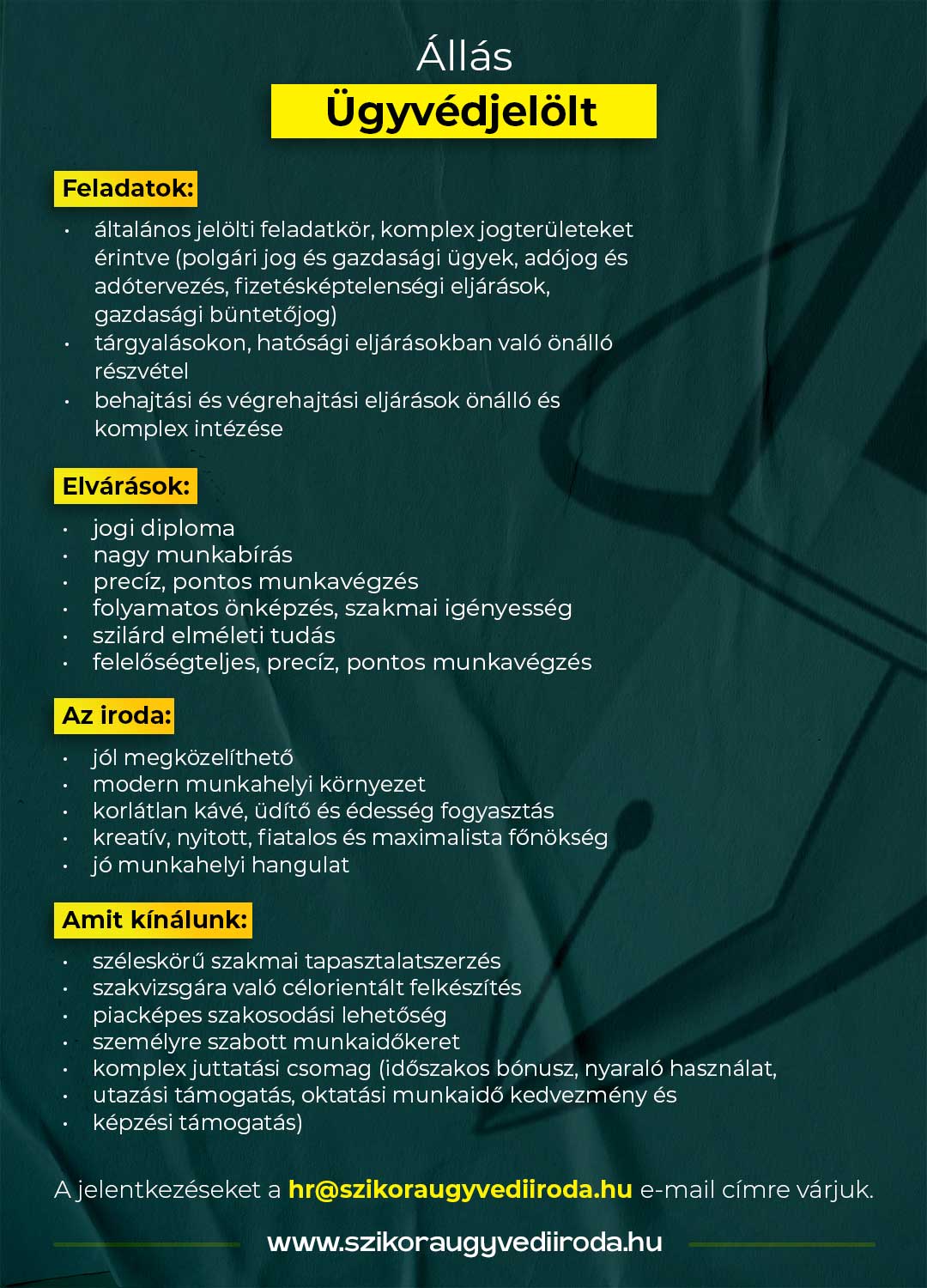 Ügyvédjelölt állás